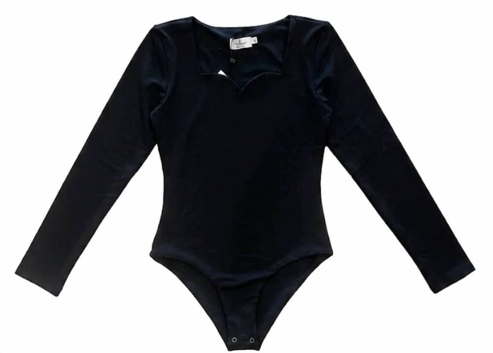NEW IF SO girls long sleeve bodysuit in black